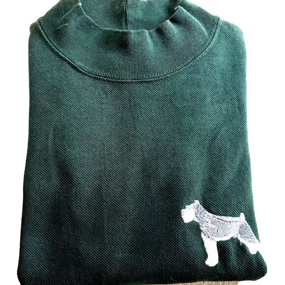 VTG Boundary Line Shirt USA Made Embroidered Terrier Dog Mock Neck Men’s SZ M - Picture 6 of 11